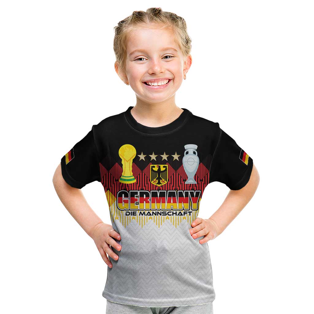 Custom Germany Football Kid T Shirt Die Mannschaft Championship Titles World and Euro - Wonder Print Shop