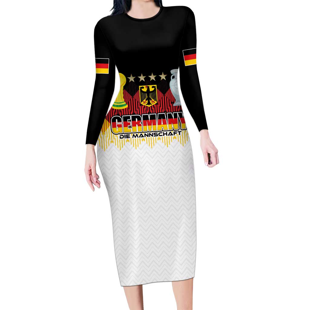 Custom Germany Football Long Sleeve Bodycon Dress Die Mannschaft Championship Titles World and Euro - Wonder Print Shop