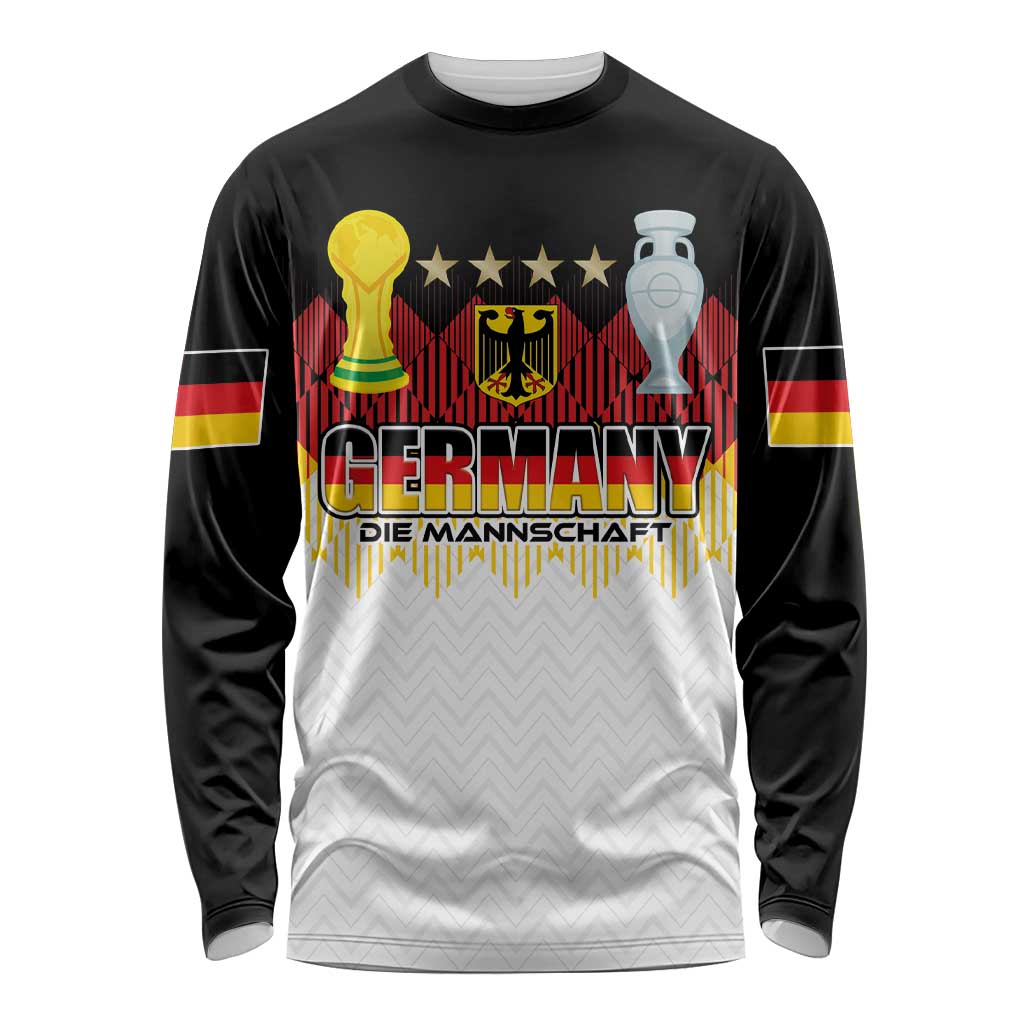 Custom Germany Football Long Sleeve Shirt Die Mannschaft Championship Titles World and Euro - Wonder Print Shop