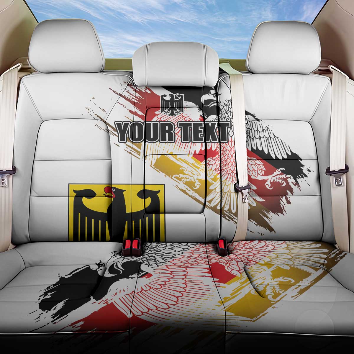 Personalised Germany Seal and Eagle Grunge Flag Back Car Seat Cover - Wonder Print Shop