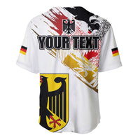 White baseball jersey with grunge flag sleeves and YOUR TEXT back print, button front