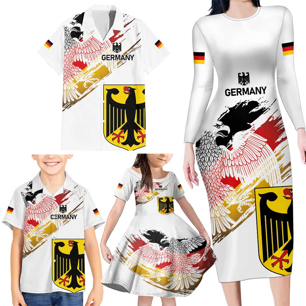 Personalised Germany Seal and Eagle Grunge Flag Family Matching Long Sleeve Bodycon Dress and Hawaiian Shirt - Wonder Print Shop