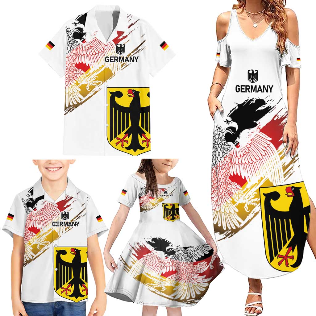 Personalised Germany Seal and Eagle Grunge Flag Family Matching Summer Maxi Dress and Hawaiian Shirt - Wonder Print Shop