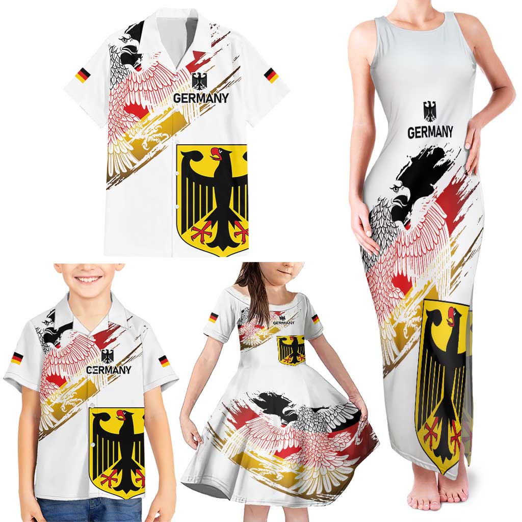 Personalised Germany Seal and Eagle Grunge Flag Family Matching Tank Maxi Dress and Hawaiian Shirt - Wonder Print Shop