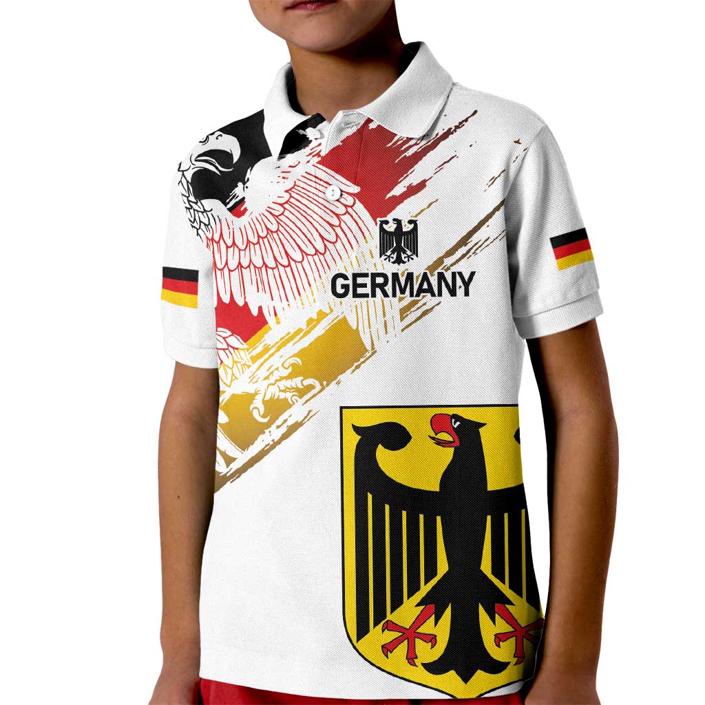 Personalised Germany Seal and Eagle Grunge Flag Kid Polo Shirt - Wonder Print Shop