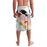 White printed board shorts with German eagle and grunge flag graphic