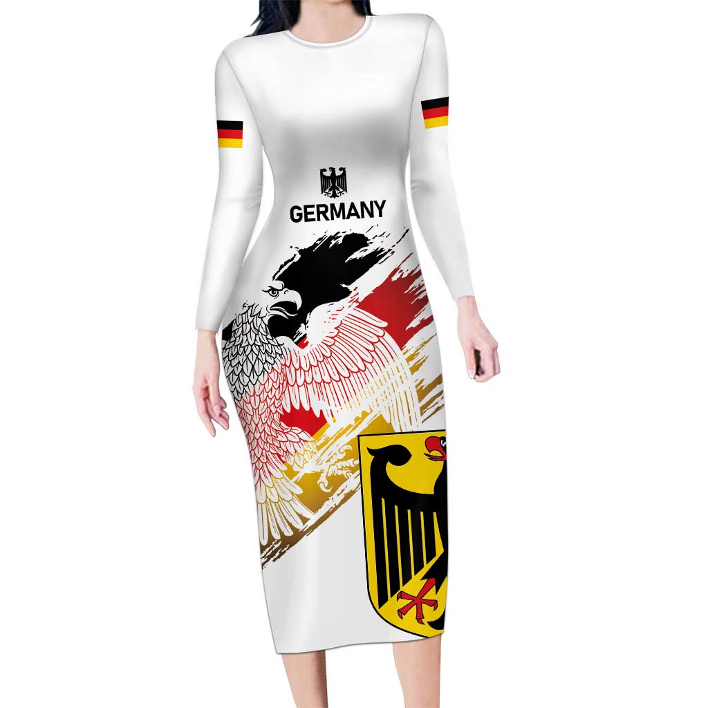 Personalised Germany Seal and Eagle Grunge Flag Long Sleeve Bodycon Dress - Wonder Print Shop