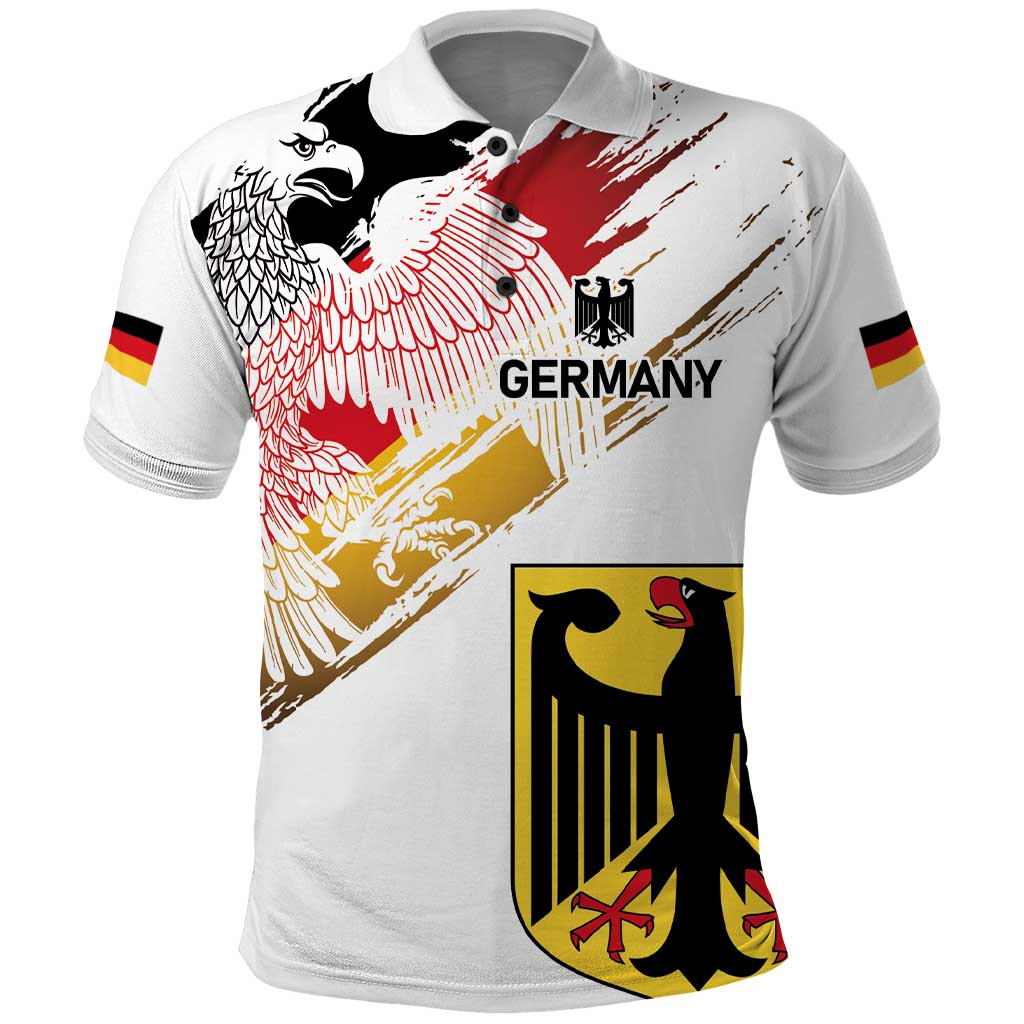 Personalised Germany Seal and Eagle Grunge Flag Polo Shirt