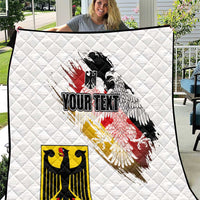 Germany eagle seal quilt in white with diamond stitching and “YOUR TEXT” over eagle
