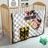 White quilt with diamond stitching, Germany eagle seal grunge design and “YOUR TEXT”