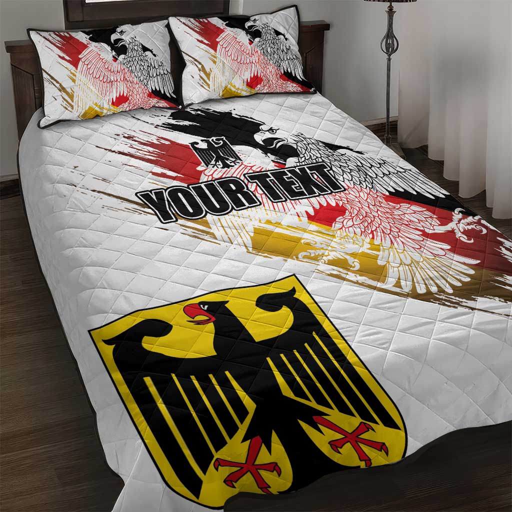 Personalised Germany Seal and Eagle Grunge Flag Quilt Bed Set