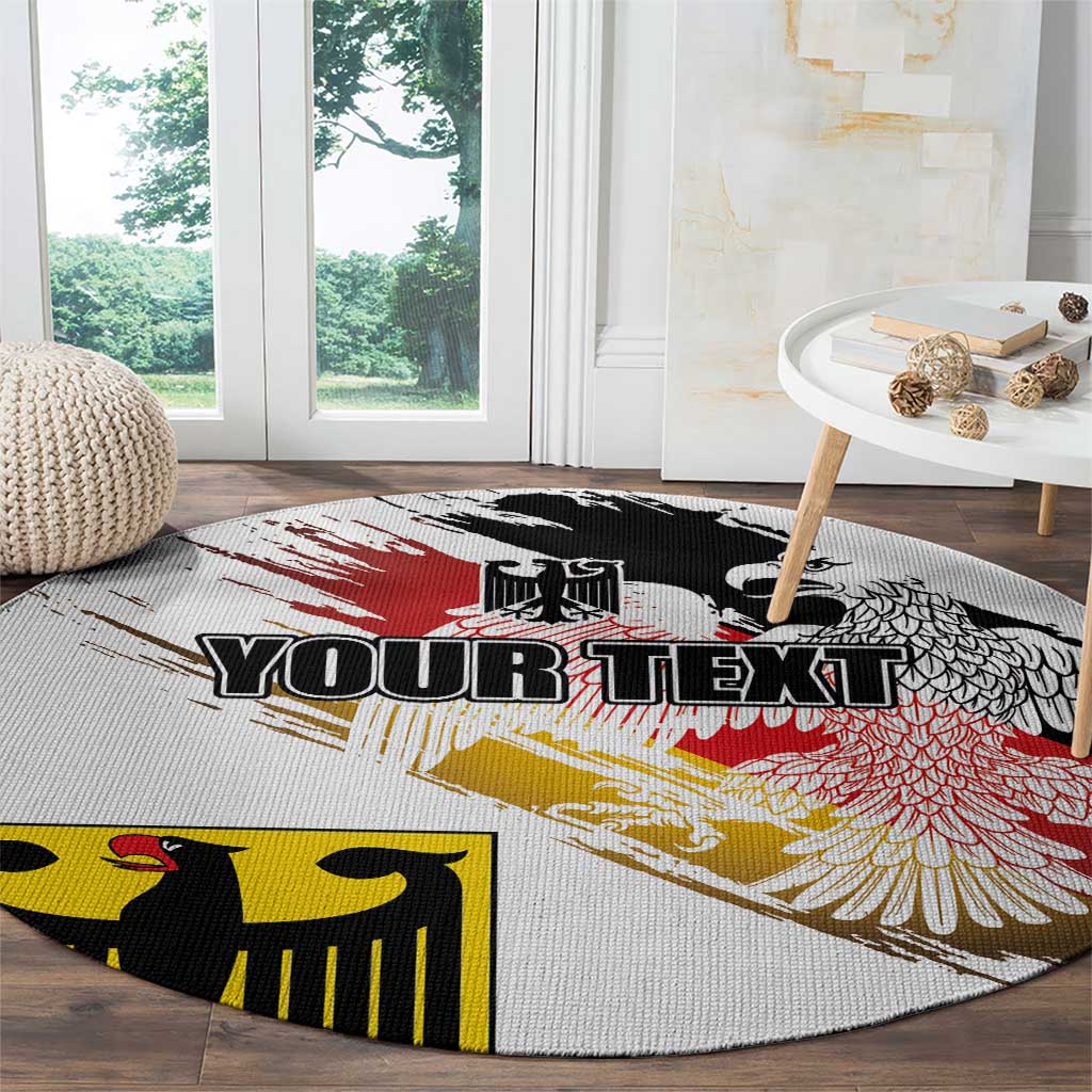Round grunge Germany seal eagle carpet, close view with red wings and YOUR TEXT