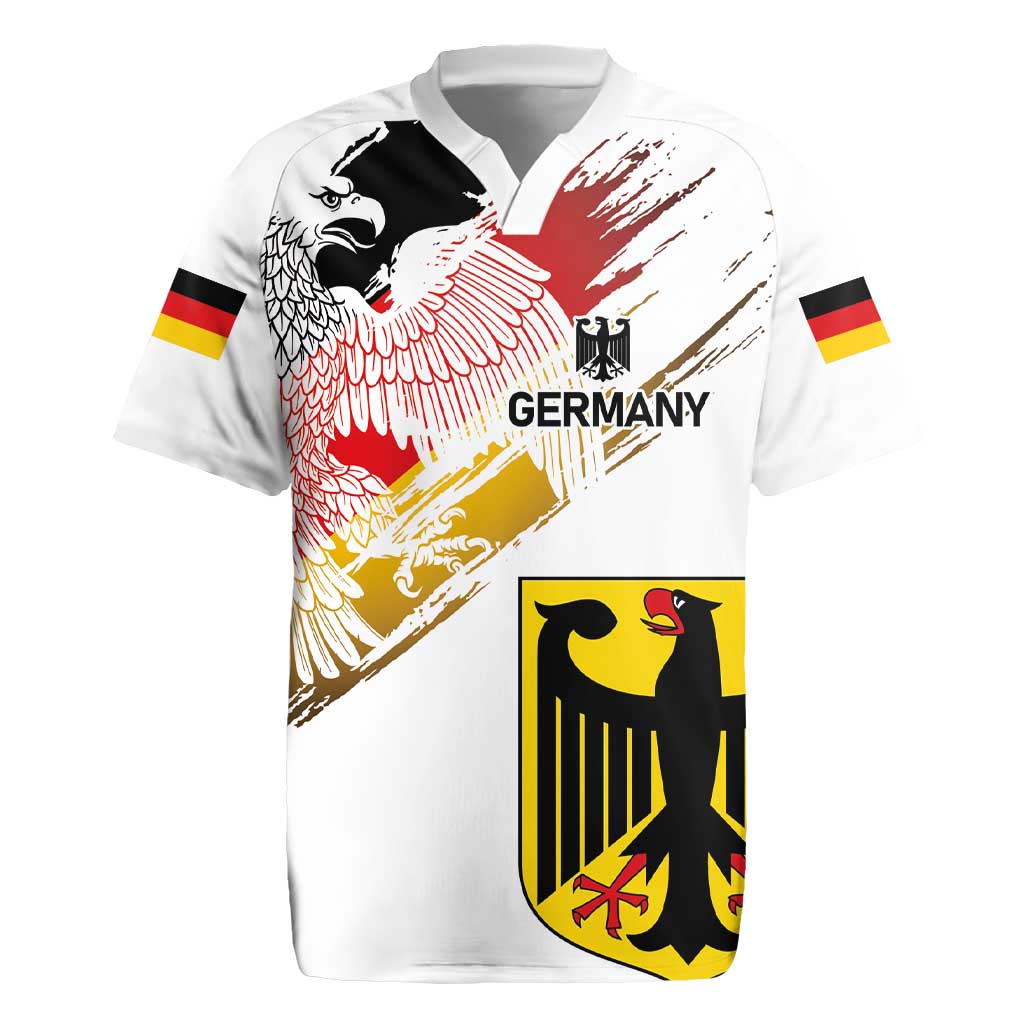 Personalised Germany Seal and Eagle Grunge Flag Rugby Jersey