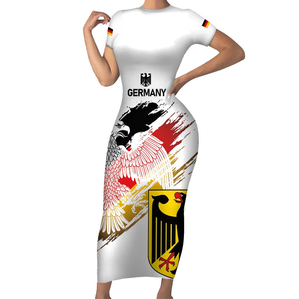 Personalised Germany Seal and Eagle Grunge Flag Short Sleeve Bodycon Dress