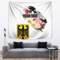 White flag tapestry with eagle and crest graphic and customizable text area