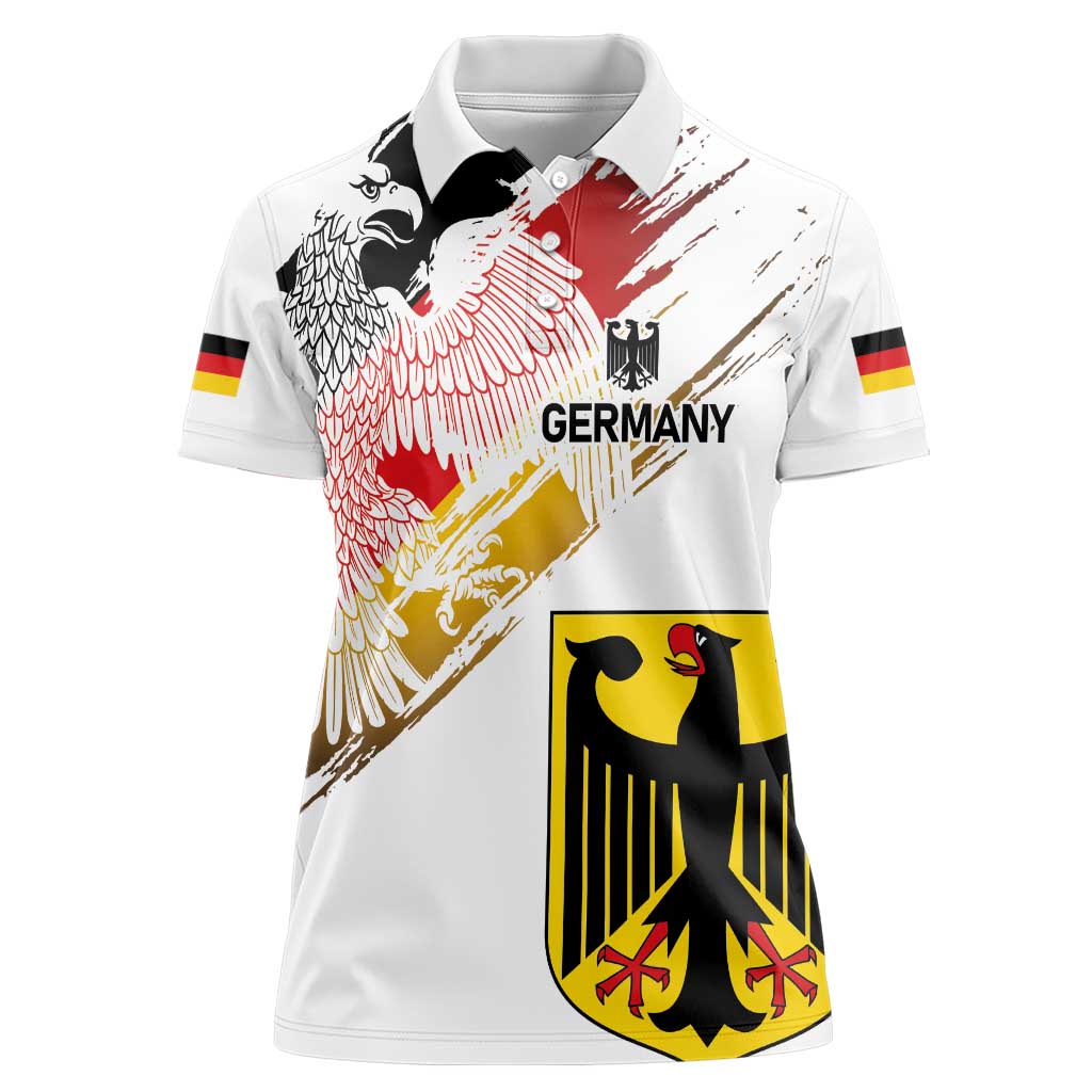 Personalised Germany Seal and Eagle Grunge Flag Women Polo Shirt