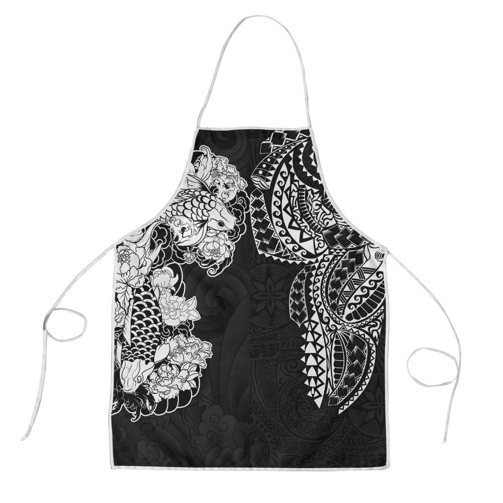 Japanese Irezumi and Hawaiian Polynesian Art Tattoo Apron Black Color - Wonder Print Shop