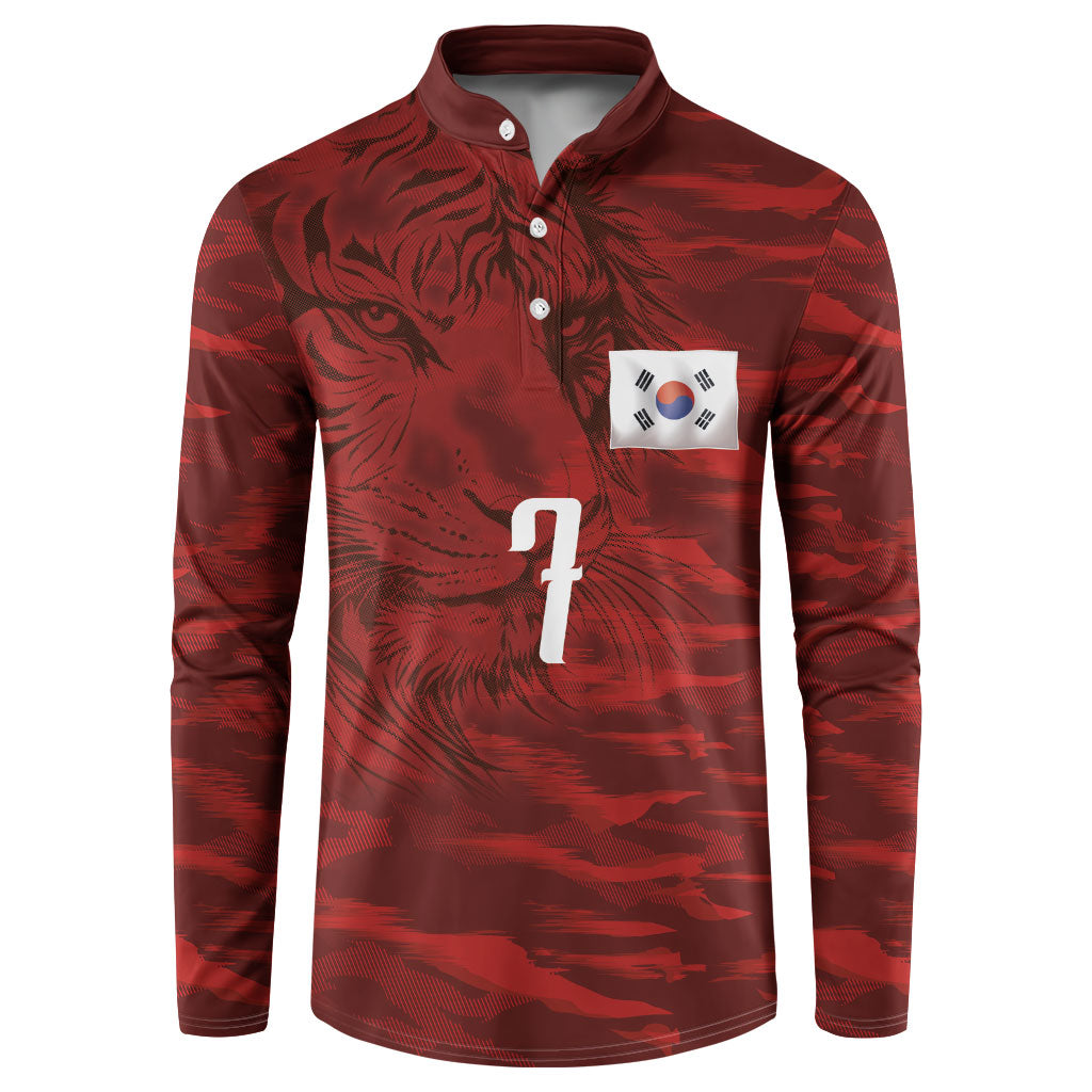 Custom South Korea National Football Button Sweatshirt Tigers-Taegeuk Warriors Red