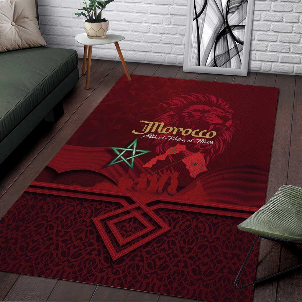 Happy Morocco Proclamation Day Area Rug Barbary Lion's Roar - Fight for Peace and Freedom