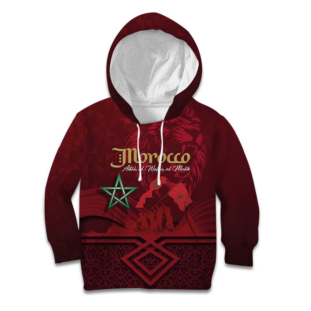 Happy Morocco Proclamation Day Kid Hoodie Barbary Lion's Roar - Fight for Peace and Freedom