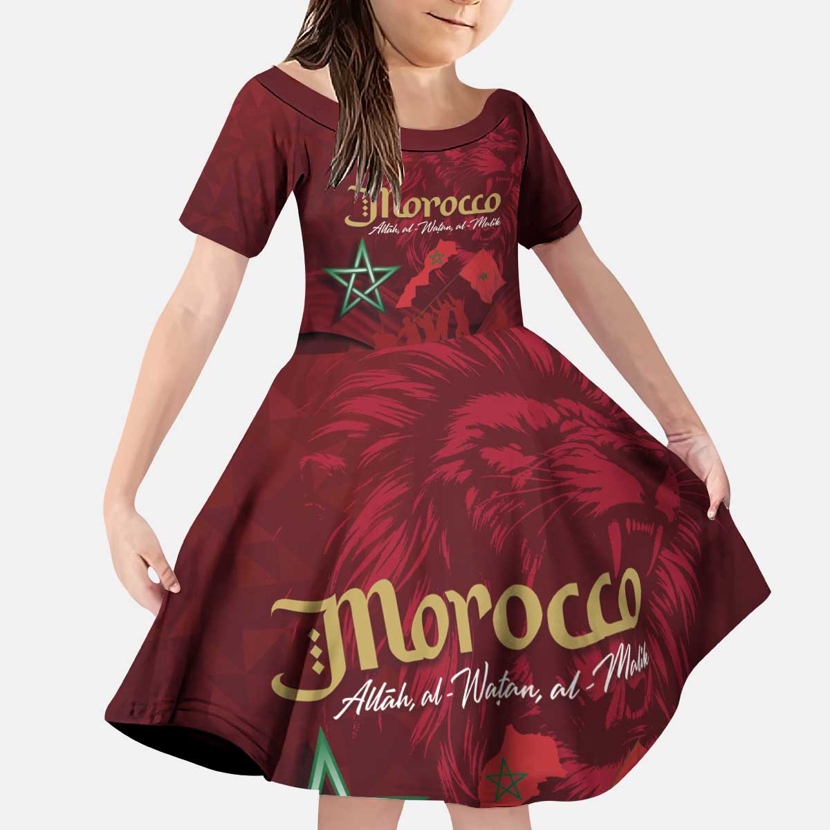 Happy Morocco Proclamation Day Kid Short Sleeve Dress Barbary Lion's Roar - Fight for Peace and Freedom