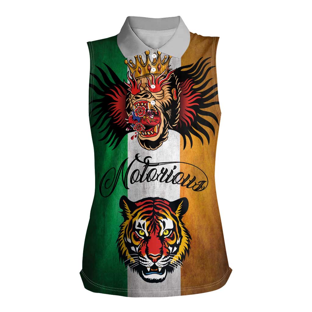 The Ireland - Notorious Women Sleeveless Polo Shirt Old School Tattoos Grunge Style