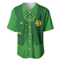 Green rugby-style baseball jersey with button front, bow tie design and IRFU badge