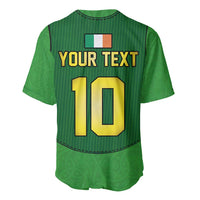 Green back jersey with Irish flag patch, large yellow number 10 and YOUR TEXT