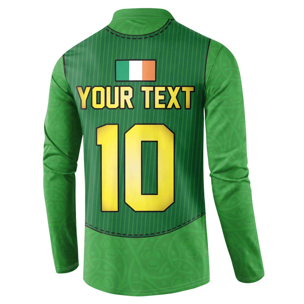 Green rugby button sweatshirt back with custom YOUR TEXT 10 print