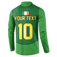 Green rugby button sweatshirt back with custom YOUR TEXT 10 print