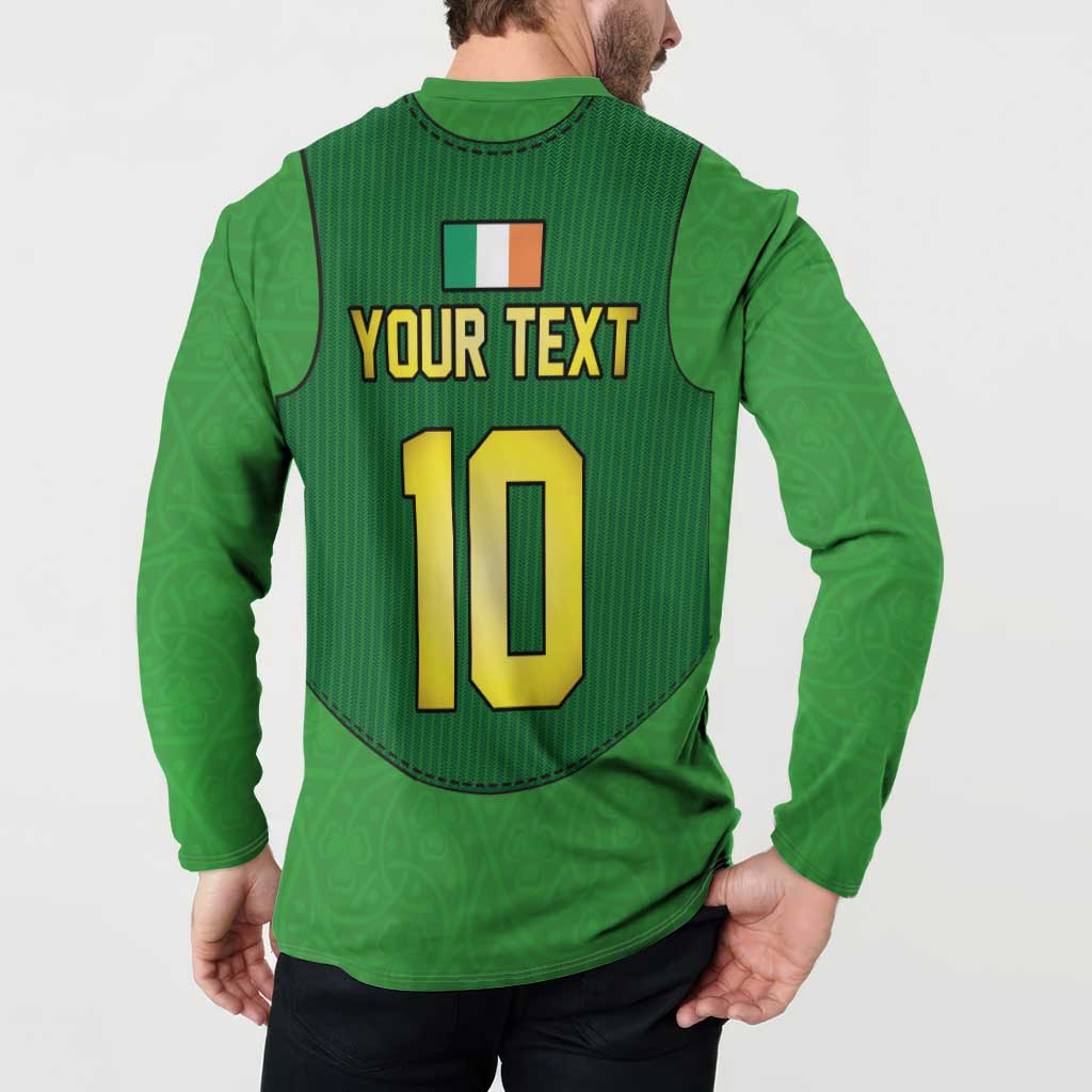 Green rugby button sweatshirt back with YOUR TEXT 10 number print