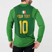 Green rugby button sweatshirt back with YOUR TEXT 10 number print