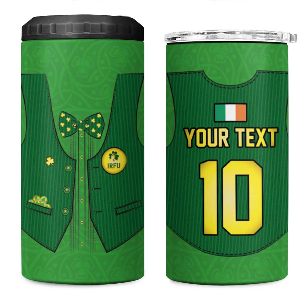 Custom Irish Rugby 4 in 1 Can Cooler Tumbler St Patrick's Day Style - Gilet Costume