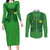 Custom Irish Rugby Couples Matching Long Sleeve Bodycon Dress and Long Sleeve Button Shirt St Patrick's Day Style - Gilet Costume