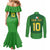 Custom Irish Rugby Couples Matching Mermaid Dress and Long Sleeve Button Shirt St Patrick's Day Style - Gilet Costume