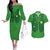 Custom Irish Rugby Couples Matching Off The Shoulder Long Sleeve Dress and Hawaiian Shirt St Patrick's Day Style - Gilet Costume