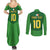 Custom Irish Rugby Couples Matching Summer Maxi Dress and Long Sleeve Button Shirt St Patrick's Day Style - Gilet Costume