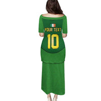 Green long rugby costume dress, back print with YOUR TEXT and number 10