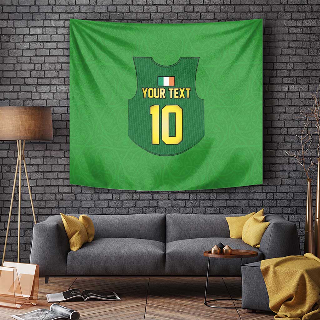 Green rugby gilet tapestry: 'YOUR TEXT' and number 10 graphic centered