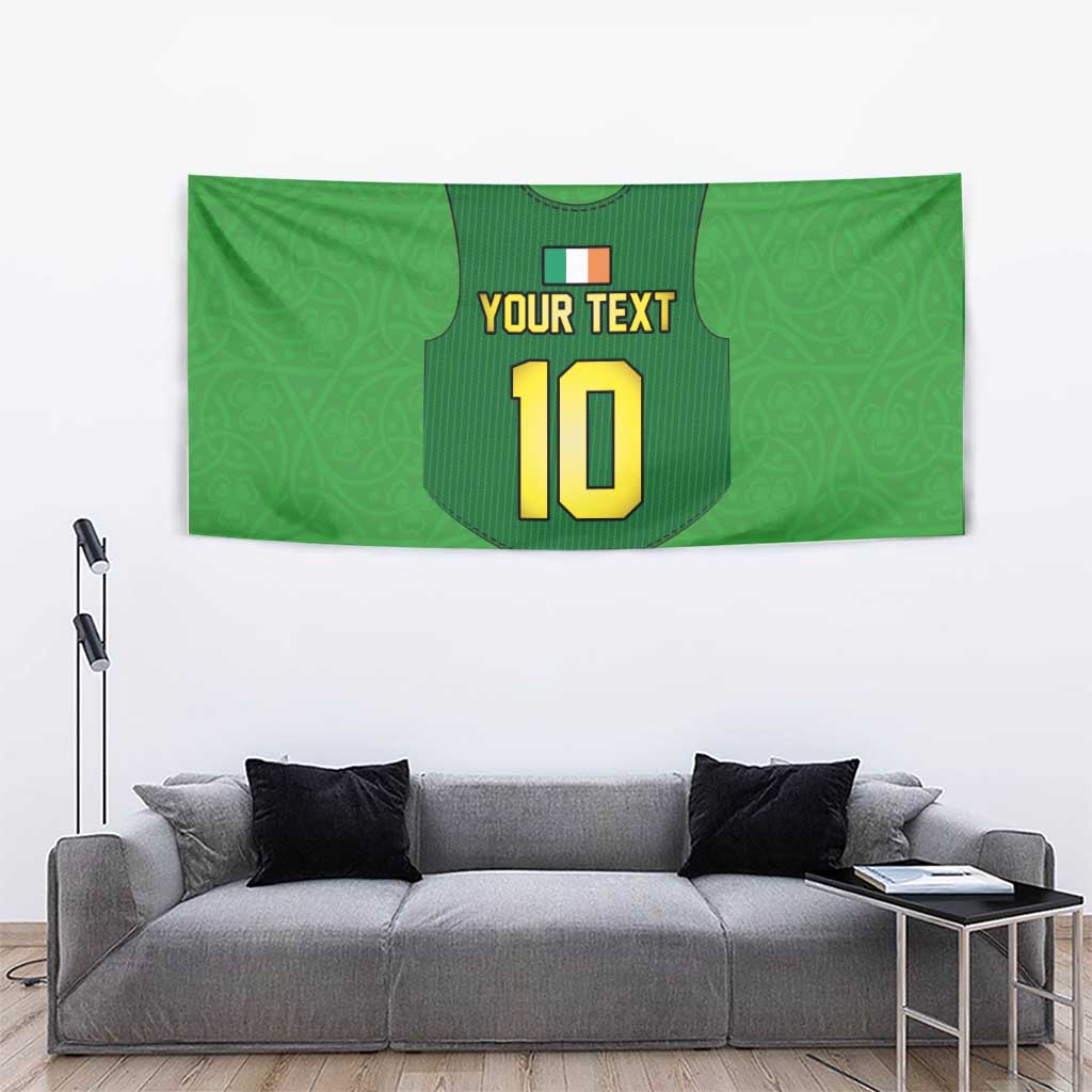 Green rugby gilet tapestry with 'YOUR TEXT' and bold number 10 in center