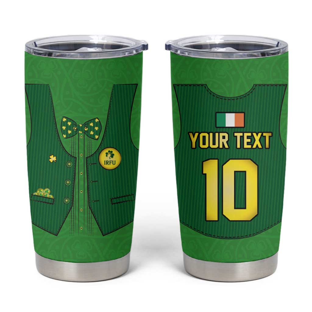 Custom Irish Rugby Tumbler Cup St Patrick's Day Style - Gilet Costume - Wonder Print Shop