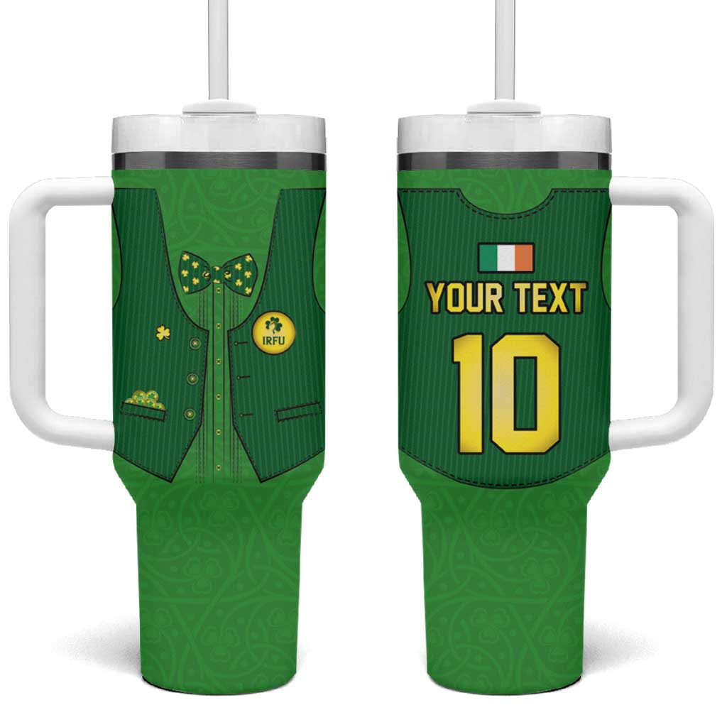 Custom Irish Rugby Tumbler With Handle St Patrick's Day Style - Gilet Costume - Wonder Print Shop