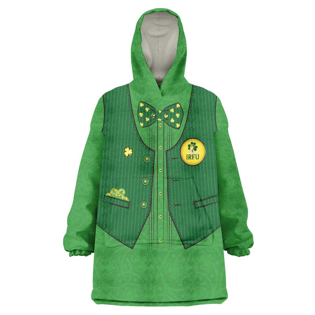 Custom Irish Rugby Wearable Blanket Hoodie St Patrick's Day Style - Gilet Costume