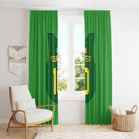 Green window curtains with jersey-style design, custom text, and yellow number 10