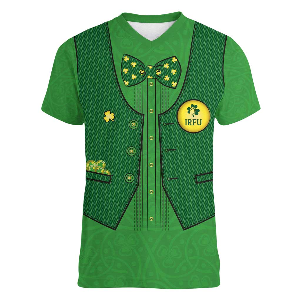 Custom Irish Rugby Women V-Neck T-Shirt St Patrick's Day Style - Gilet Costume