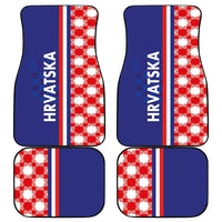 Set of four Croatia checkerboard car mats, blue with red white check pattern and HRVATSKA