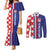 Croatia Hrvatska Checkerboard Half Style Couples Matching Mermaid Dress and Long Sleeve Button Shirt