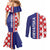 Croatia Hrvatska Checkerboard Half Style Couples Matching Mermaid Dress and Long Sleeve Button Shirt