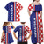 Croatia Hrvatska Checkerboard Half Style Family Matching Off Shoulder Maxi Dress and Hawaiian Shirt