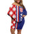 Croatia Hrvatska Checkerboard Half Style Family Matching Off Shoulder Short Dress and Hawaiian Shirt